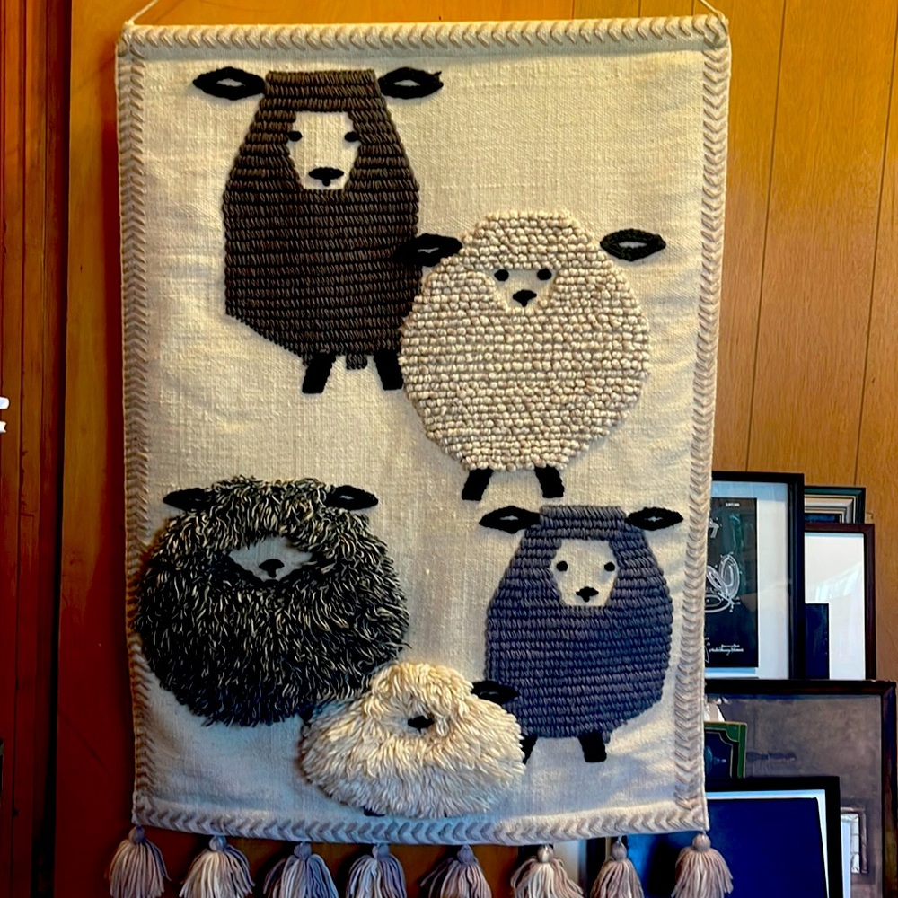 Pottery Barn Textured Sheep Tapestry